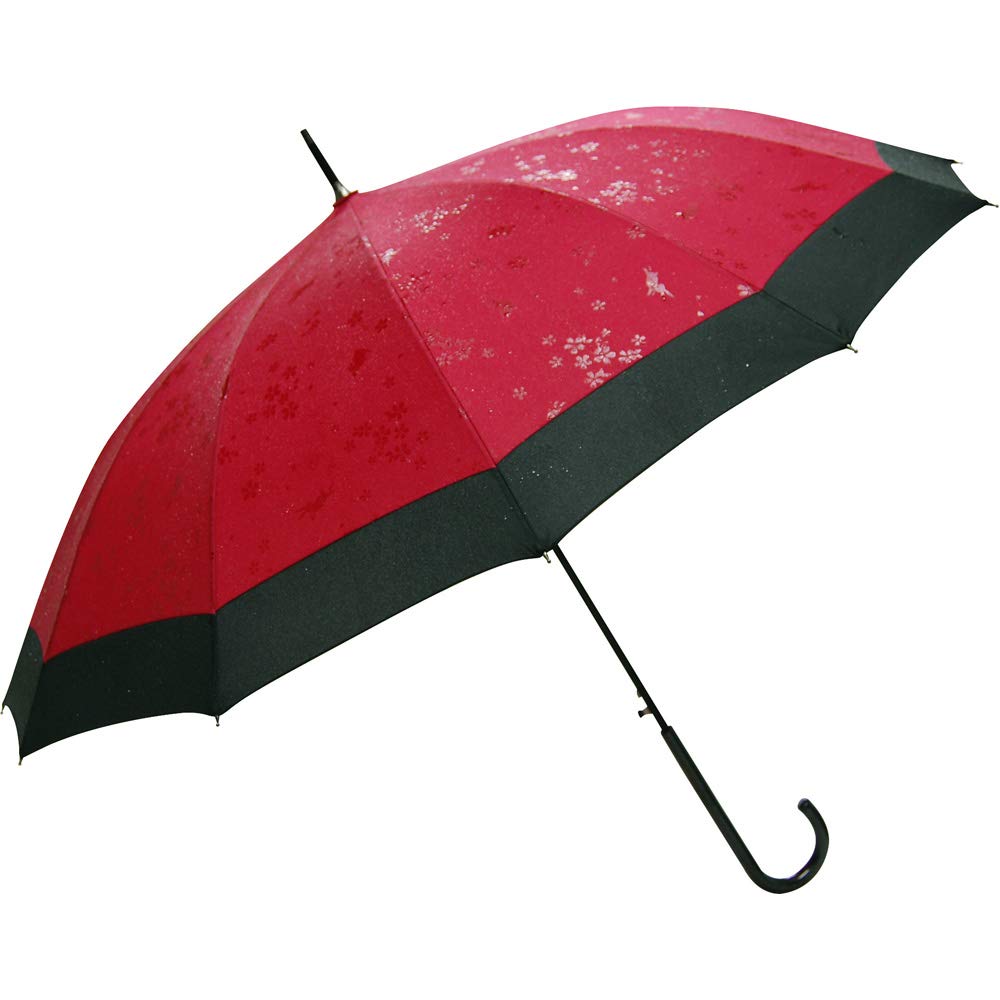 サントス(Santos) サントス 十二本骨蛇の目風撥水和傘(ジャンプ傘) 桜うさぎ エンジ JK-61エンジ 55cm