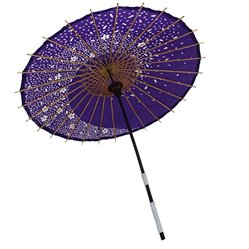 Smiti Smiti 和傘 紙傘 日傘 油引き 直径84ｃｍ 黒骨 桜吹雪 紫